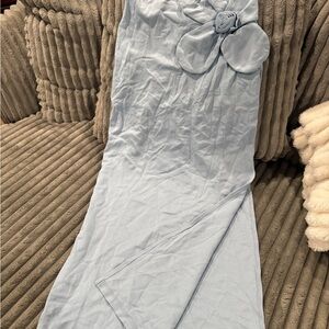 Light Blue Floral Accent Strapless Bodycon Dress